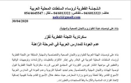 مجلس محلي " بسمة " يتبنى قرار اللجنة القطرية رغم جهوزية المدارس